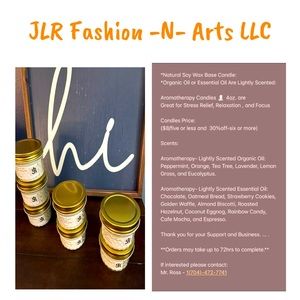 JLR FASHION -N- ATRS LLC. … . Aromatherapy Candles.